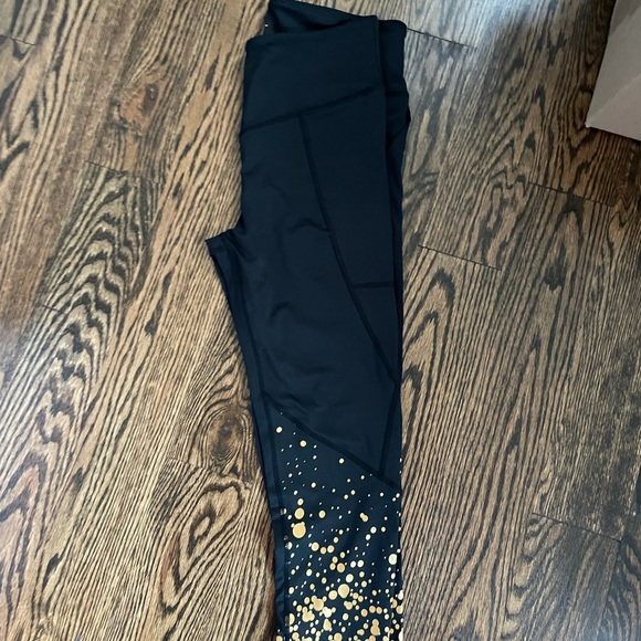 Orangetheory Pants - Orangetheory Fitness / OTF 2019 Holiday Shine Fuel Gold and Black Leggings/Pants